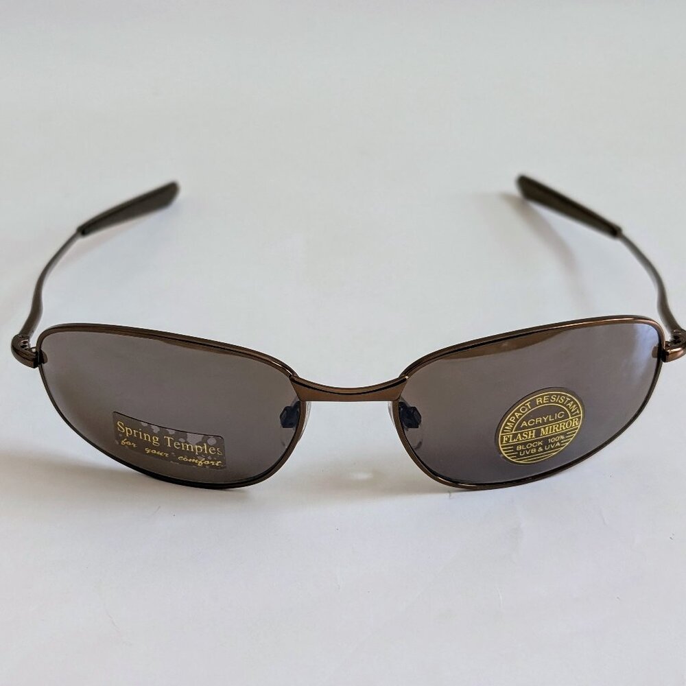 NWT Vintage 90's Rectangle Metal Sport Sunglasses (S. Brown)